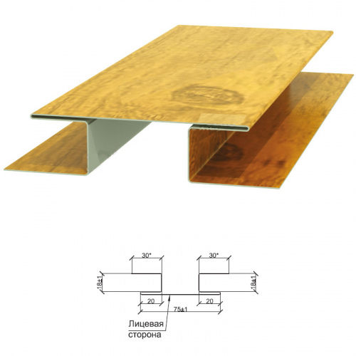 Планка стыковочная сложная ПСС 75х3000 мм Ecosteel