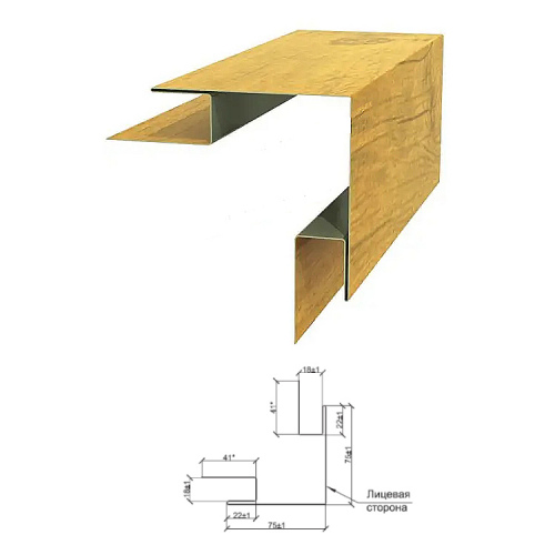 Угол наружный сложный УНС 75х75х3000 мм Ecosteel